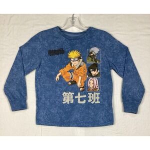 Naruto Long Sleeve Blue T Shirt Kids Size M (8) Graphic Tee‎
